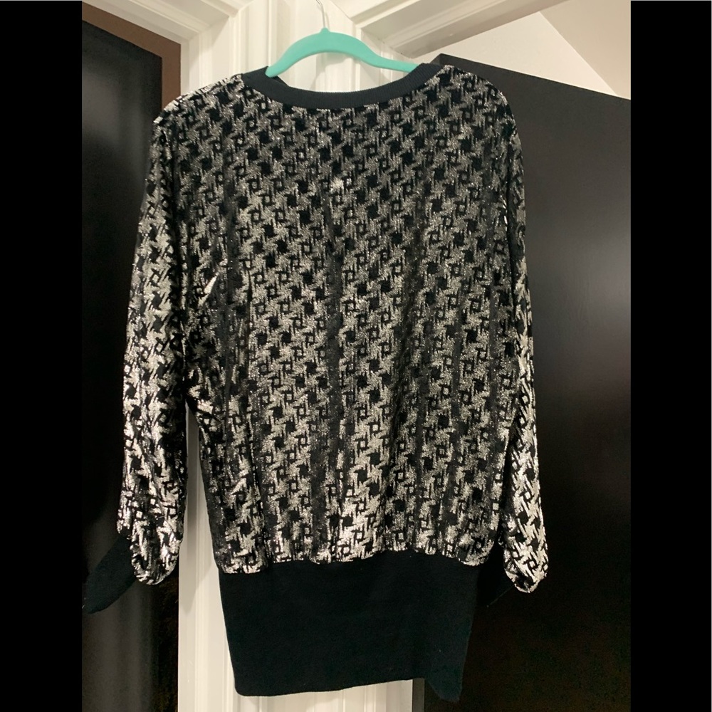 Silver and black top